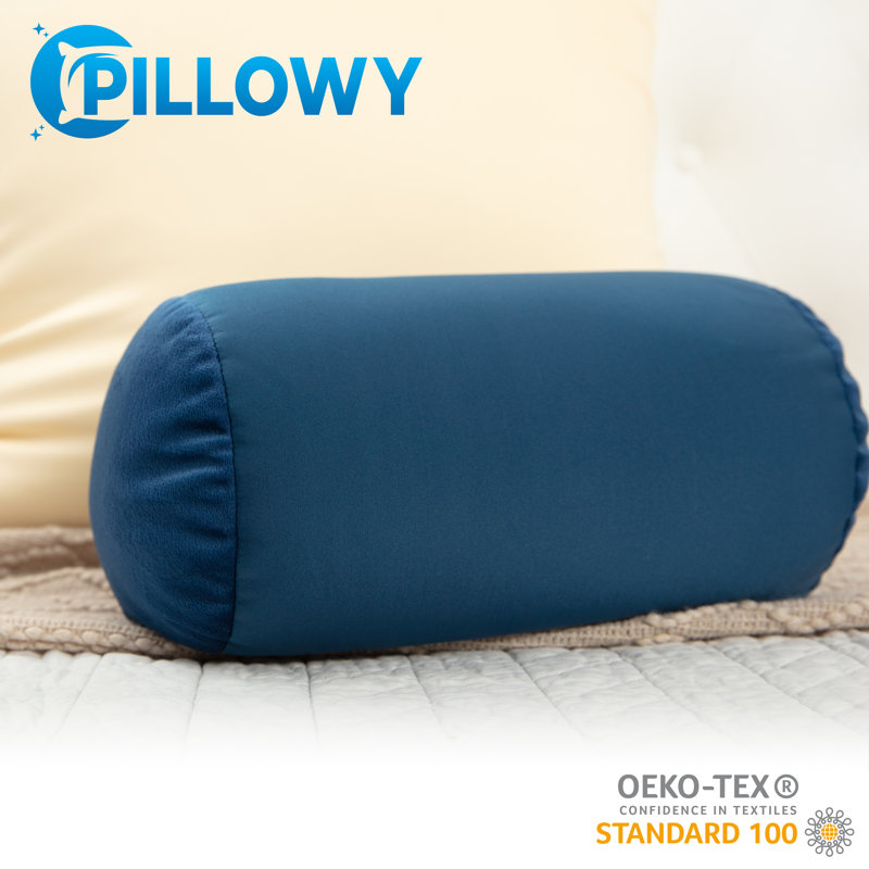 Microbead Bolster Neck Roll Pillow, Peacock Blue