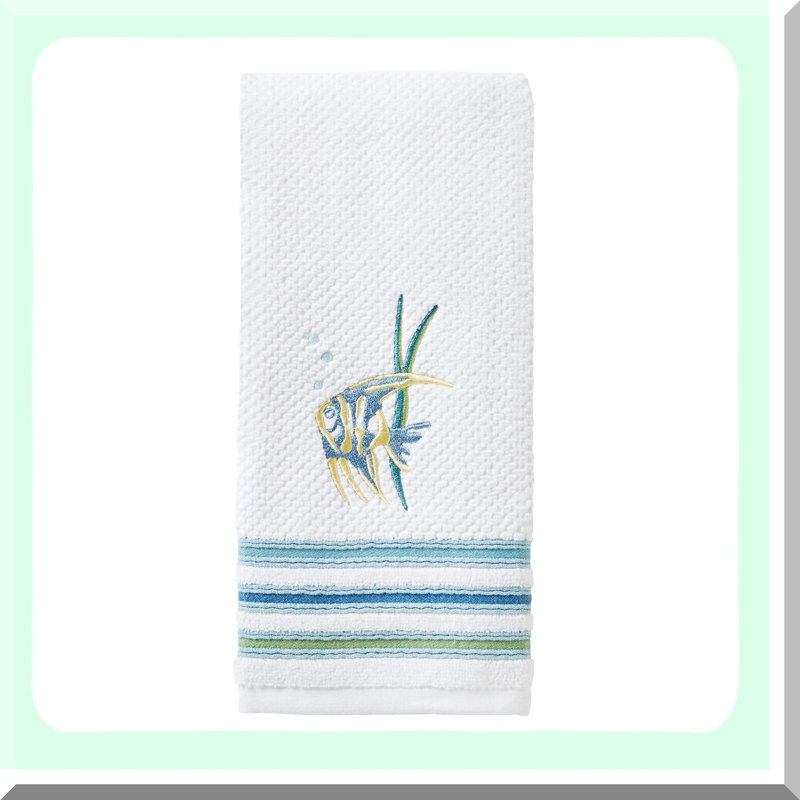 Ocean Breeze Watercolor Hand Towels, White 2-Pack, 16 x 26