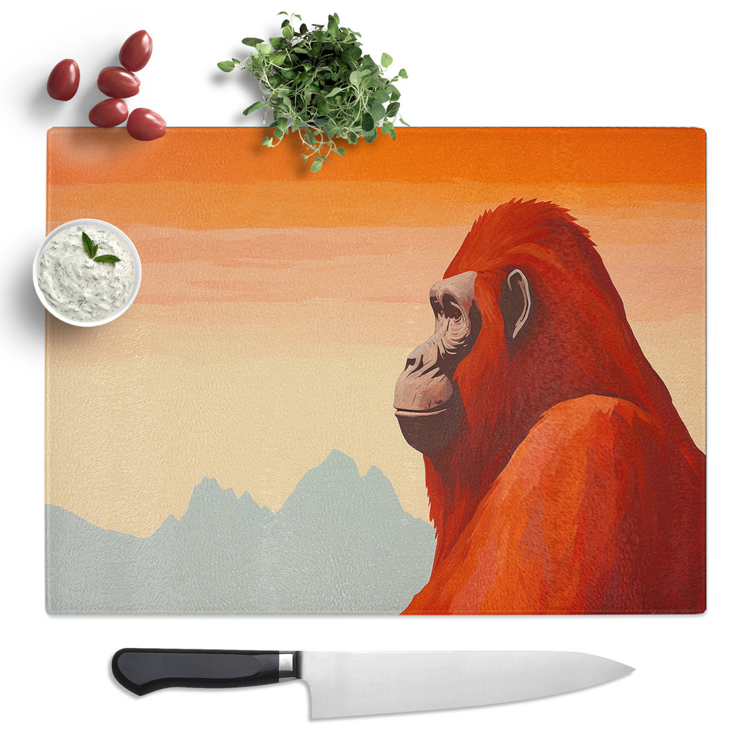 Orangutan Minimalism  Glass Chopping Board