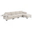Canapé modulaire de 130 po en forme de L avec table pliante et port double, poches de rangement latérales, 2 coussins d'accoudoirs, repose-pieds à mouvement libre, mousse haute densité, chenille, 5 sièges, 2 couleurs-666837672