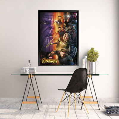 FRAMED AVENGERS INFINITY WAR MOVIE Art Print Poster Spiderman Ironman Captain America Black Panther -  Buy Art For Less, IF GE GPE5242 36x24 1.25 Black