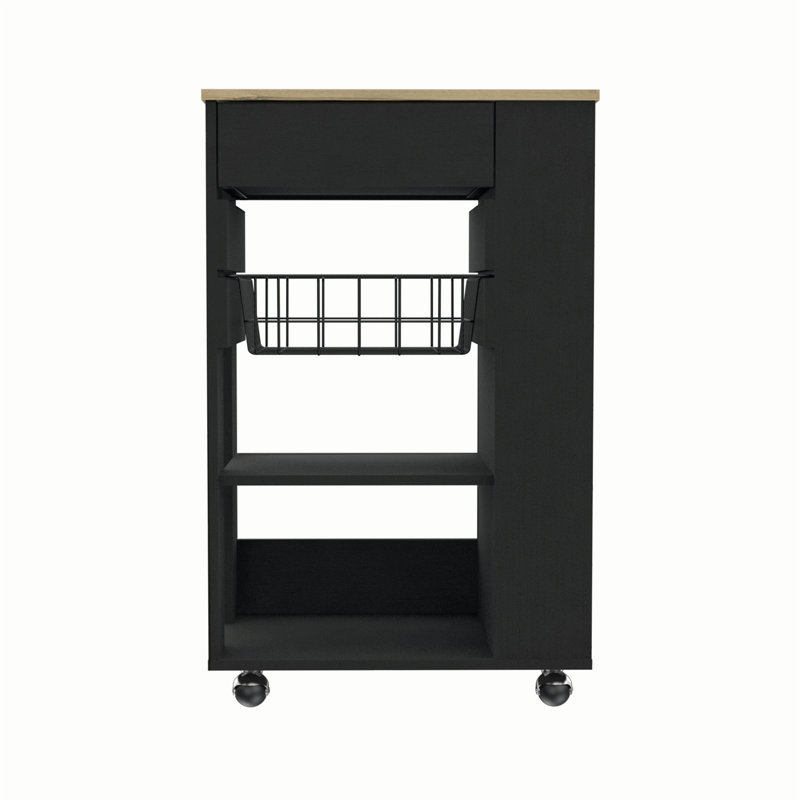 Versatile Mobile Kitchen Cart with Abundant Storage for Efficient Cooking, Black