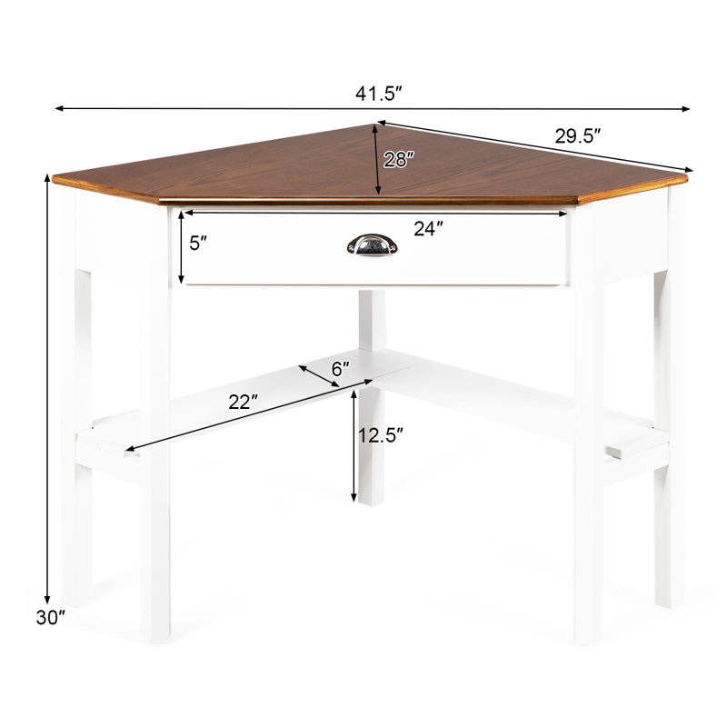 Caisyn Computer Desk, Natural/White