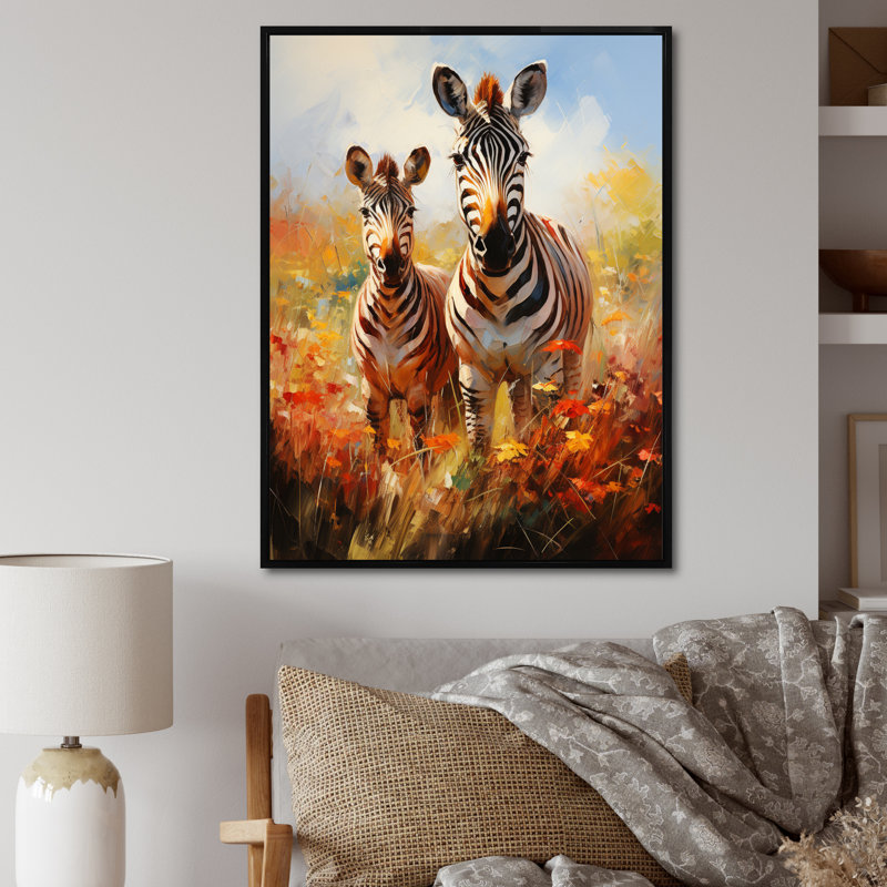 «Zebra Impressionist Zebras This II», reproduction d'art sur toile, Noir, H 20 po x l 12 po x P 1 po