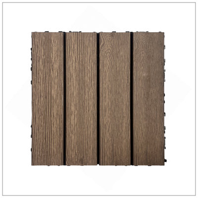 Carreaux de terrasse en bois et en plastique composite, ensemble de 20, emboîtables, durables, imperméables, pour une utilisation intérieure et extérieure, 12 po x 12 po