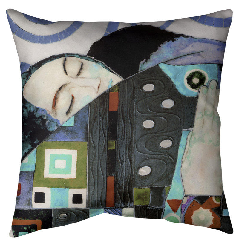 Coussin Gustav Klimt, 40 po x 40 po, Bleu