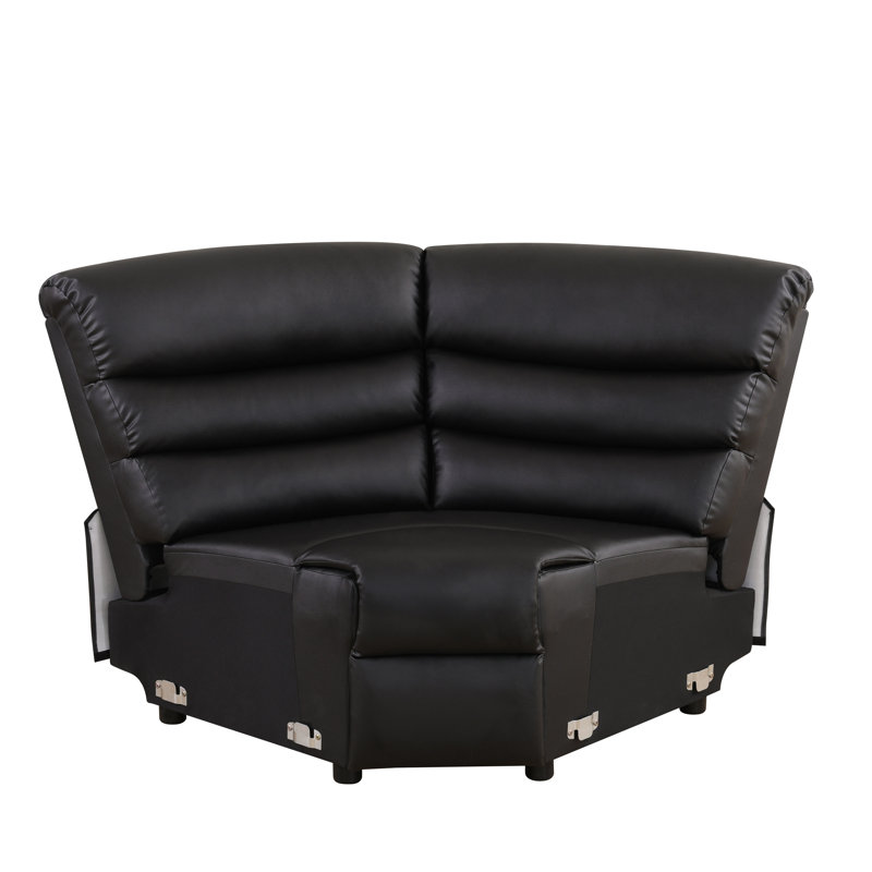 Coco Manual Black Semi Pu Breathable Leather Sectional  Living Room Recliner Intelligent 3-Piece Sofa Set