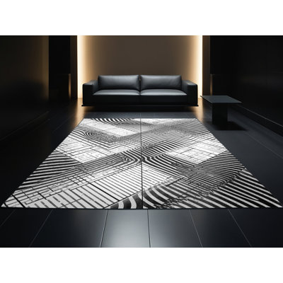 Tapis arc vert contemporain lavable à la machine Penola
