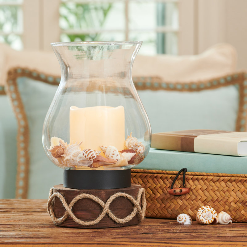 9.84'' H Glass Tabletop Hurricane with Candle Included