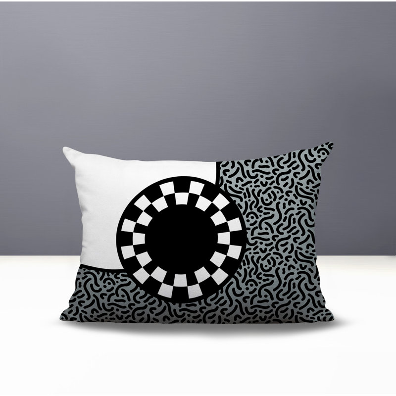 Coussin lombaire réversible Vibra Abstract, Rectangle H 18 po x l 25 po, Gris