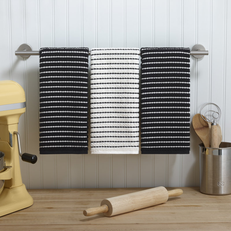 Izod Westport 3-Piece Kitchen Towel Set, Black