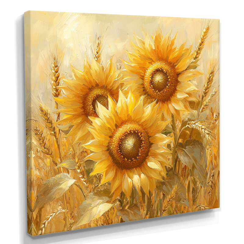"Tournesols" dans la basse-cour de blé - Art mural, Toile tendue, Ne s’applique pas, H 30 po x l 30 po