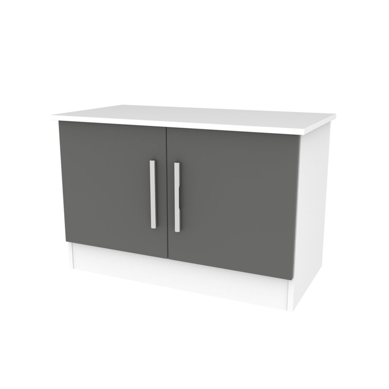 Fully Assembled Cesc TV Stand for TVs up to 48", Dust Grey/White