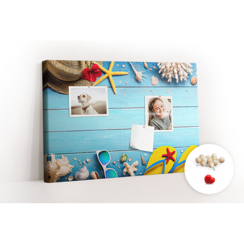Wall Mounted cork board with print home decor message pin boards home office bulletin board ideas Sea stuff