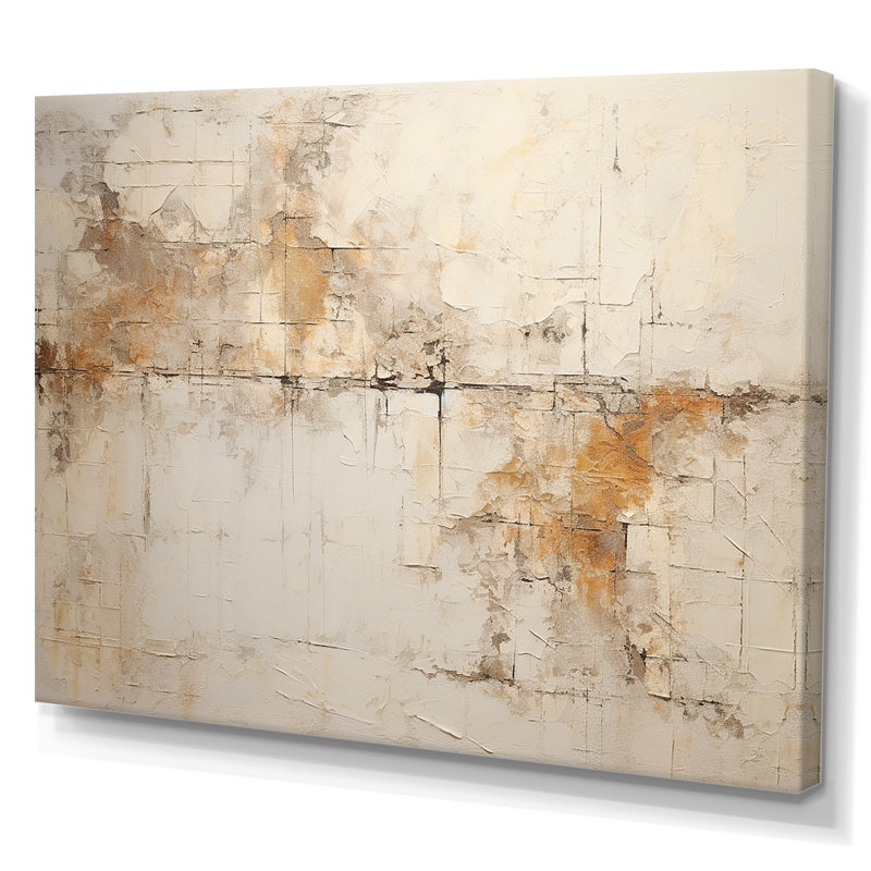 Croix de Christianisme beige de Jessus - art mural abstrait, H 30 po x l 40 po x P 1,5 po, Toile tendue