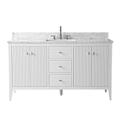 Meuble-lavabo simple 60 po avec plateau en marbre d'ingénierie 60 po