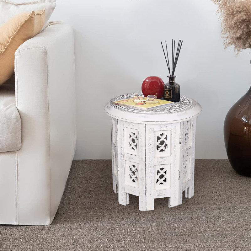 Abbeyville Frame End Table, White, 30cm H x 30cm W x 30cm D
