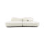 Boucle blanche moderne à 3 places pour espace de vie principal, papillon unique, tissu, chambre à coucher à assemblage facile, avec forme en croissant et assise moelleuse moyenne confortable, structure en eucalyptus