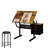 Black Drafting Table With Adjustable Top And Tools Storage Compartments Drawing Stool & 3 Drawers For Painting, Crafting