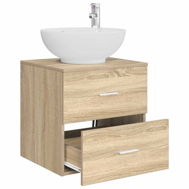 Single Bathroom Vanity with Ceramic Basin, Sonoma Oak