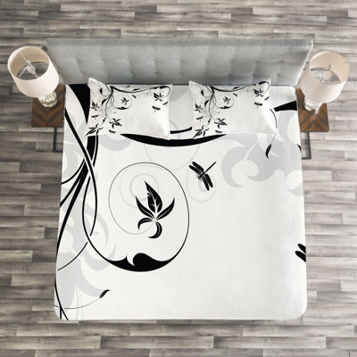 Advay Black/White Microfibre Bedspread Set
