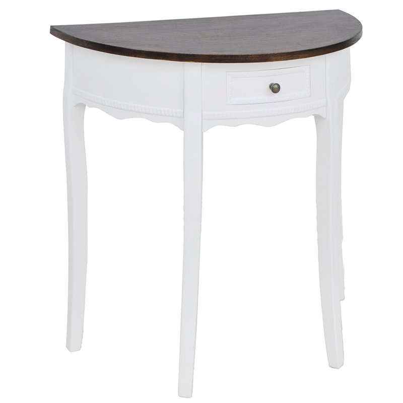York 80cm Console Table, White/Brown