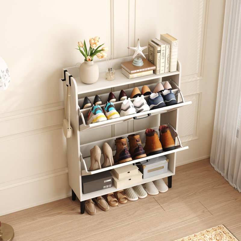 Rangement à chaussures 24 paires, Blanc antique