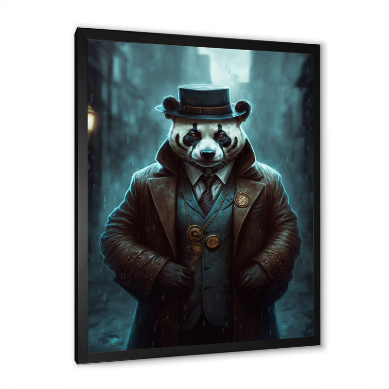 " Mafia Panda ", Black Picture Framed, 20" H x 12" W x 1" D