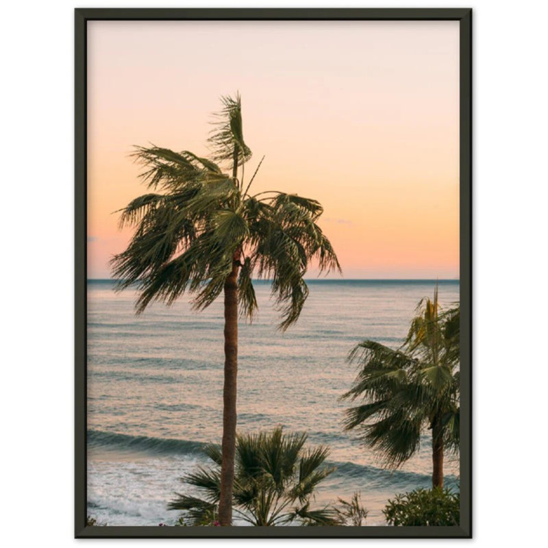 Ocean Palm Trees Print - Tropical Beach Landscape Wall Art - Palm Tree Ocean View Canvas Poster - Coastal Sunset Nature Artwork - Travel Island Decor - Serene Seaside Wall Hanging - Modern Home Decoration Art Print