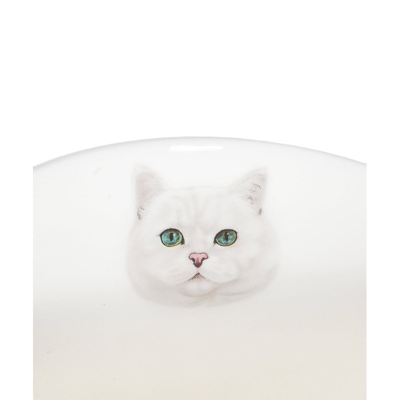 Tasse à eau en porcelaine avec couvercle et cuillère - British Shorthair (argent)