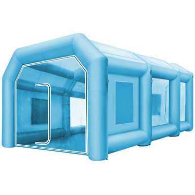 Inflatable Paint Booth, 33X16.4X11.5Ft, Inflatable Booth With 2 Powerful Blowers, Inflatable Spray Booth With Filter System, Portable Car Paint Booth For Car Parking Tent Workstation