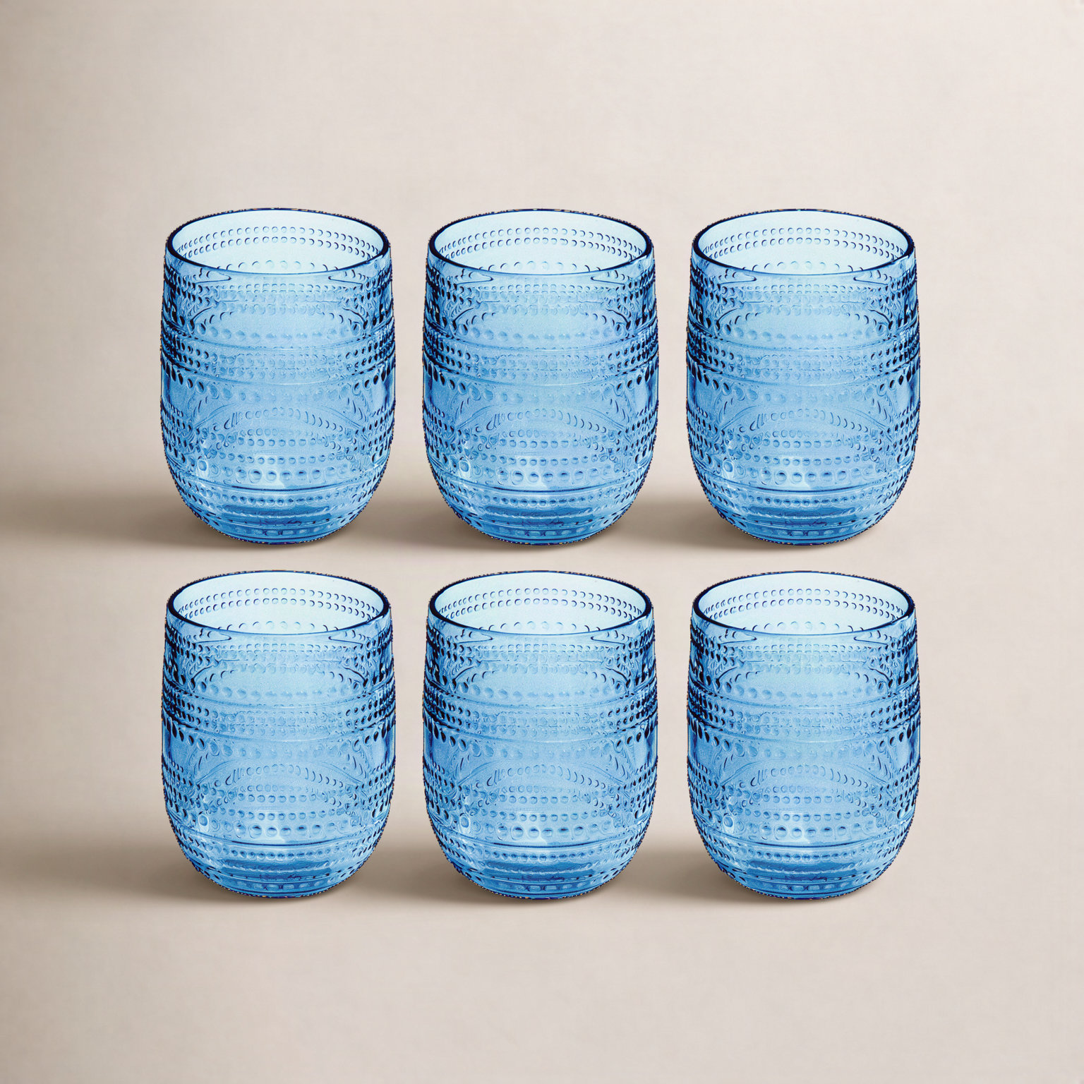 Coridon Ribbed Drinking Glass, Blue
