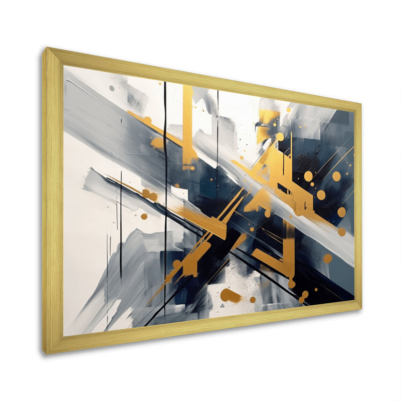 Black And Gold Depth Corner I On Canvas Print, Gold Picture Framed, 12" H x 20" W x 1" D