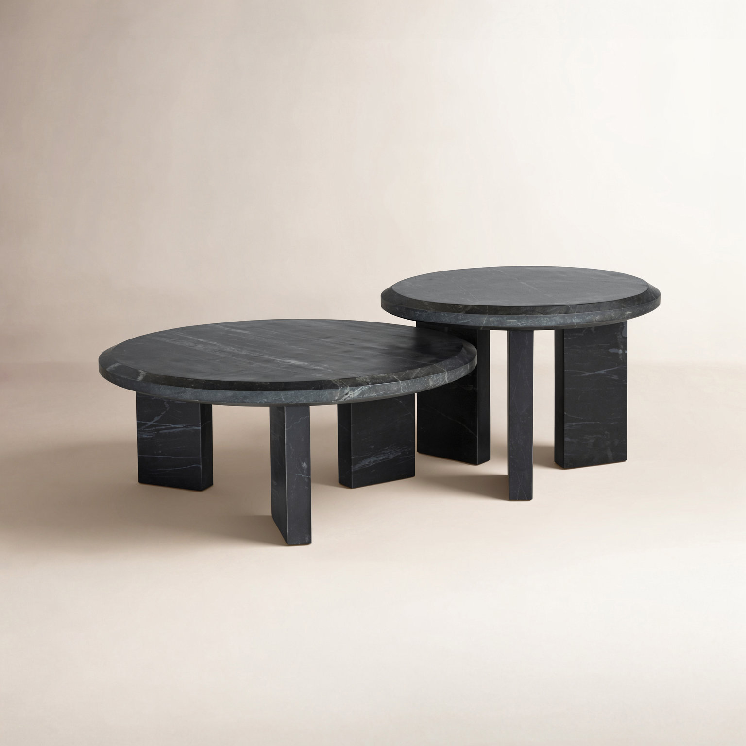 Bryce 32" Genuine Marble Coffee Table, Black Marble