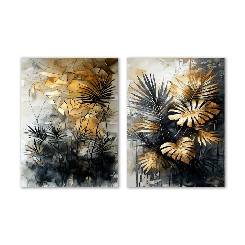 " Lush Tropical Palm Tree Forest " 2 - Pieces, 32" H x 48" W, Wrapped Canvas