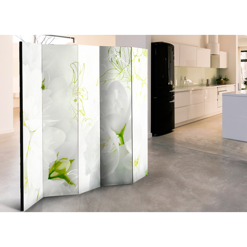 225cm W x 172cm H 5 - Panel Solid Wood Folding Room Divider