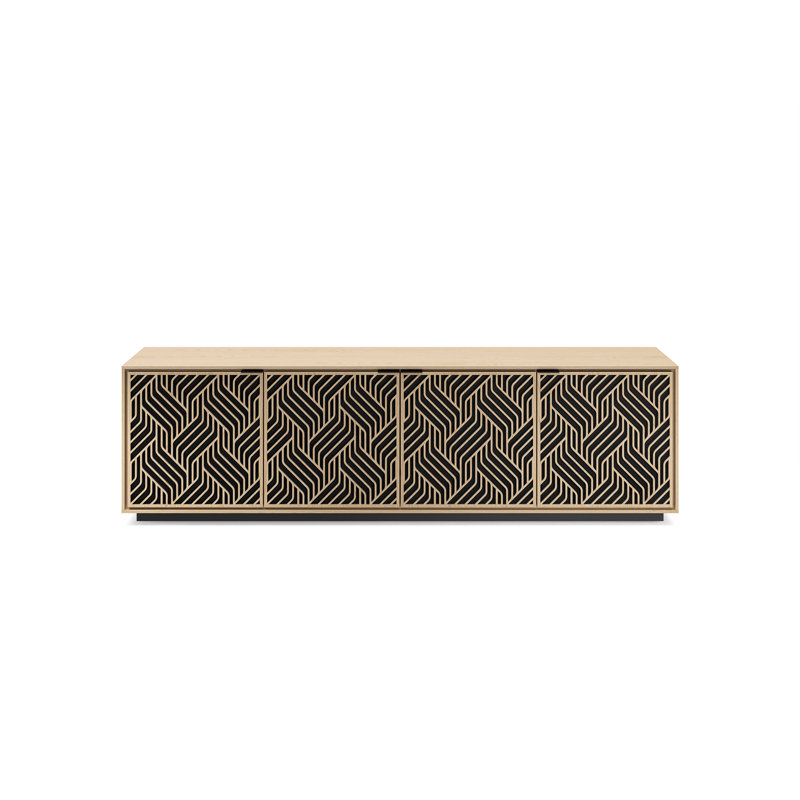Elements - Cabinet with Rolling Plinth Base - Weave Door, Washed Oak