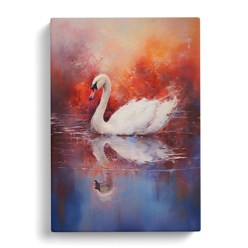 Swan Gestural - Wrapped Canvas, 50cm H x 35cm W x 3cm D