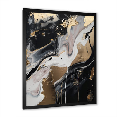 Back and Gold Marble Medley III - Art abstrait sur toile marbrée