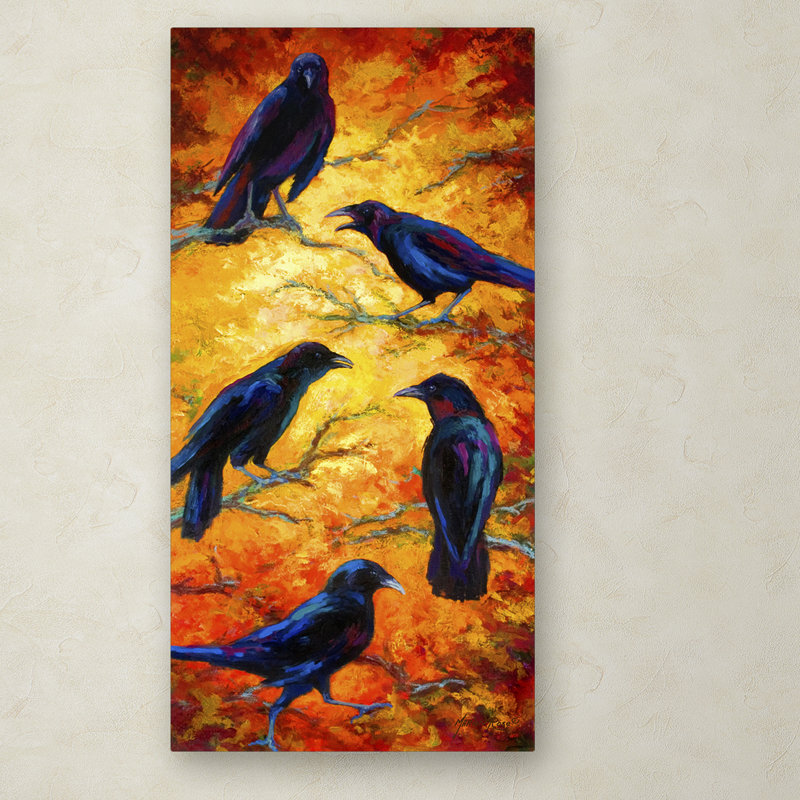 Kucera 'Crows 9' Print on Wrapped Canvas, 19" H x 10" W