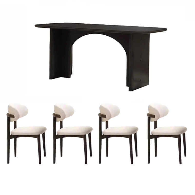 Combinaison table et chaises de style crème, H 29,9 po x L 55,1 po x l 31,4 po, Noir