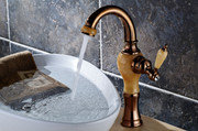Robinet pour salle de bain Robinet pour salle de bain en laiton et or rose