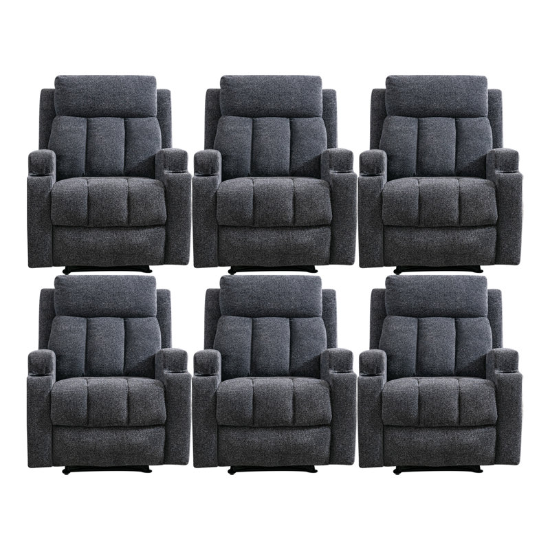 Fauteuil inclinable manuel en microfibre de 33,07 po Montecello avec chauffage chauffant et deux porte-gobelets (ensemble de 6)