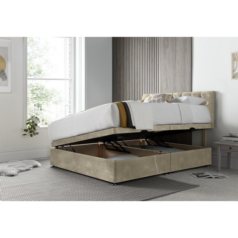 Florida Conistan Divan Ottoman with Headboard on Struts, Super King (6'), Almond
