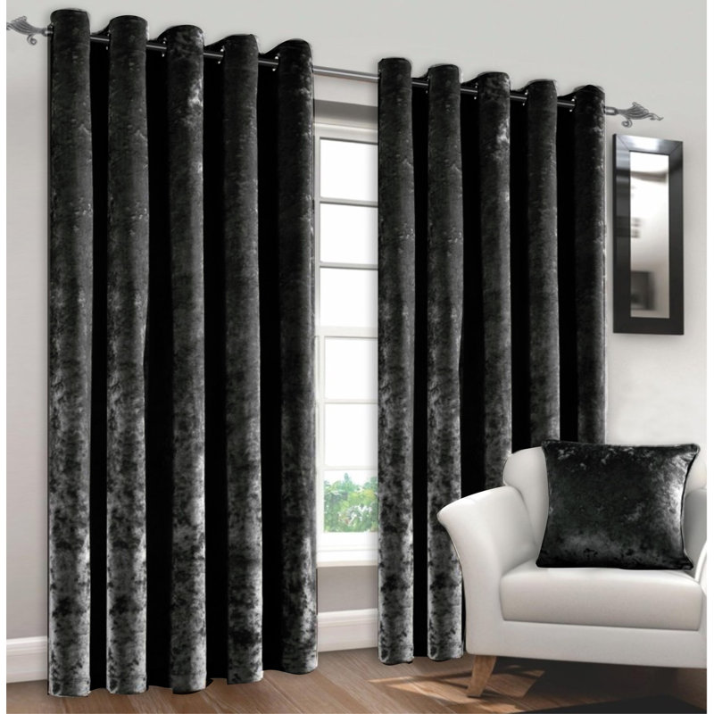 Shapiro Eyelet Room Darkening Curtains, Black, 168 W x 137 D cm