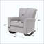Chaise berçante en lin avec siège à ressorts ensachés, structure en bois et coussins confortables pour la détente