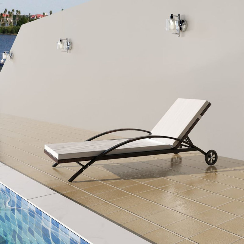 Vivanco 78.7" Long Reclining Single chaise with Cushions, Brown