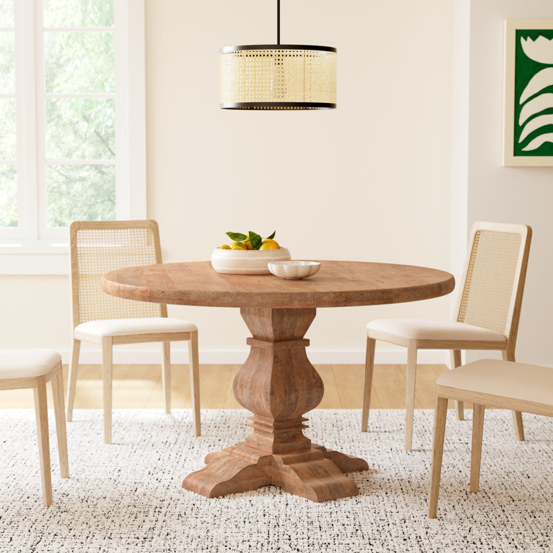 Lyons Round Solid Wood Dining Table, 48" W x 48" L