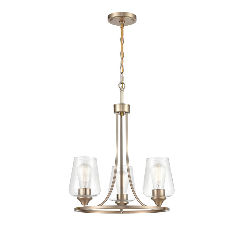 Ashford 3 - Light Dimmable Wagon Wheel Chandelier, Modern Gold