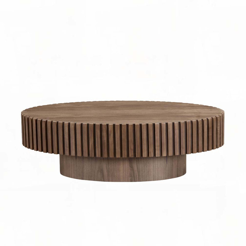 Oval Handcraft Drum Coffee Table, Walnut